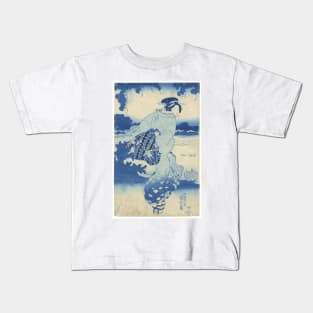 Beauty, Aizuri-e in Prussian Blue by Kuniyoshi Utagawa Kids T-Shirt